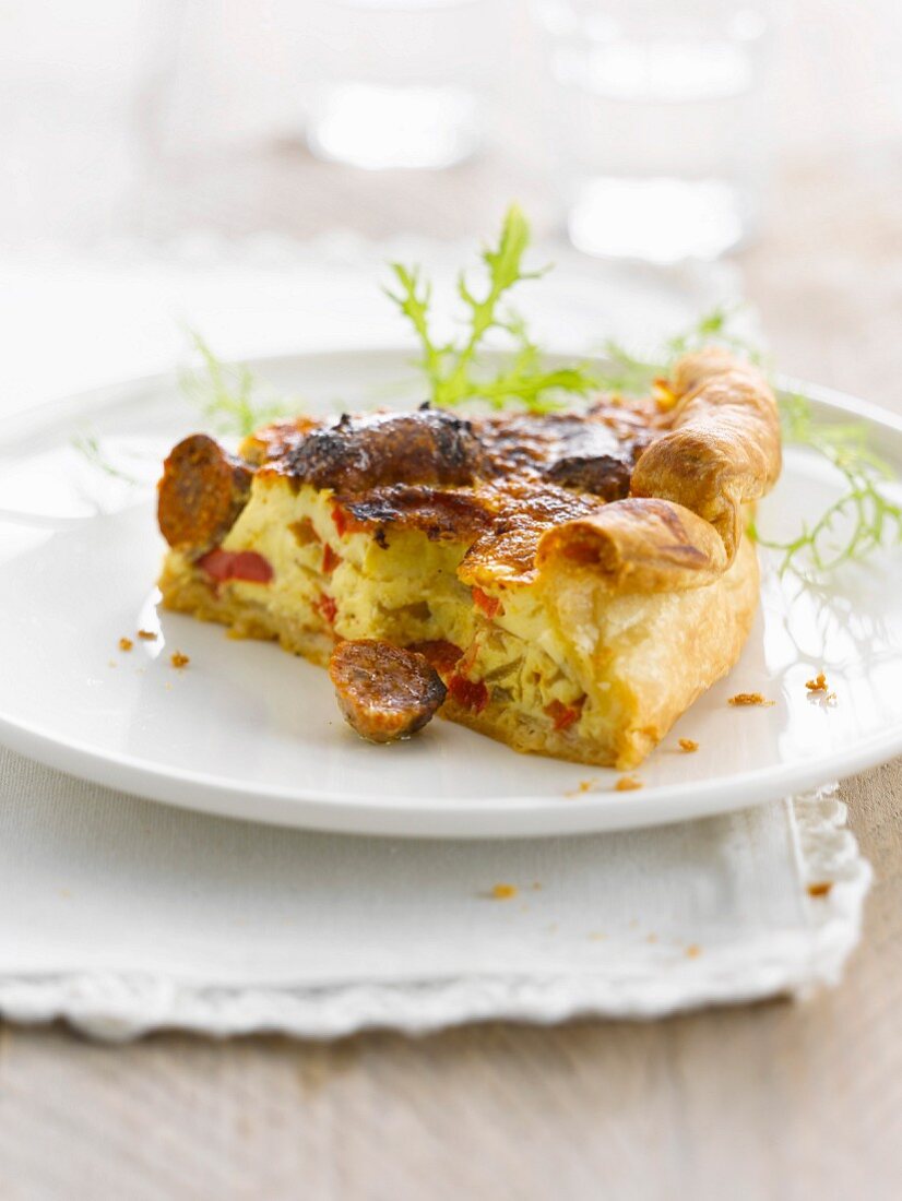 Merguez-bell pepper quiche