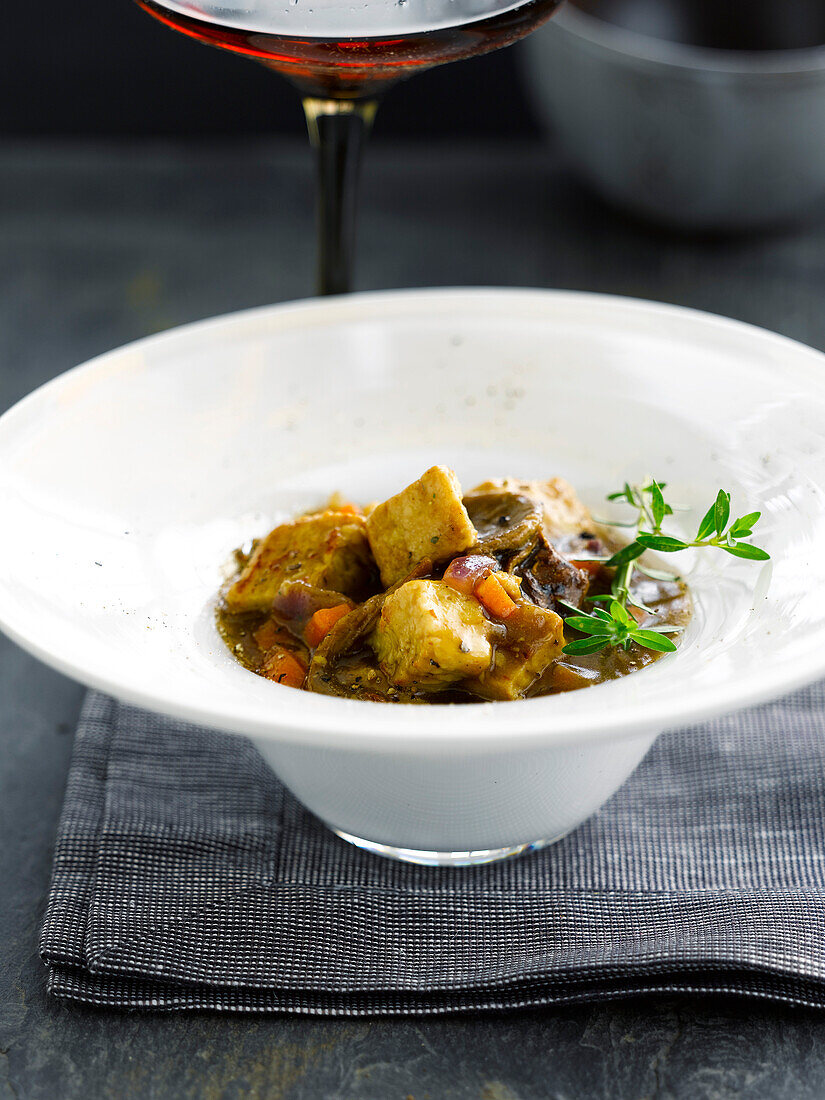 Curry aus Sojafleisch und Möhren