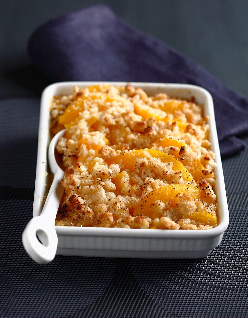 Peach and almond crumble