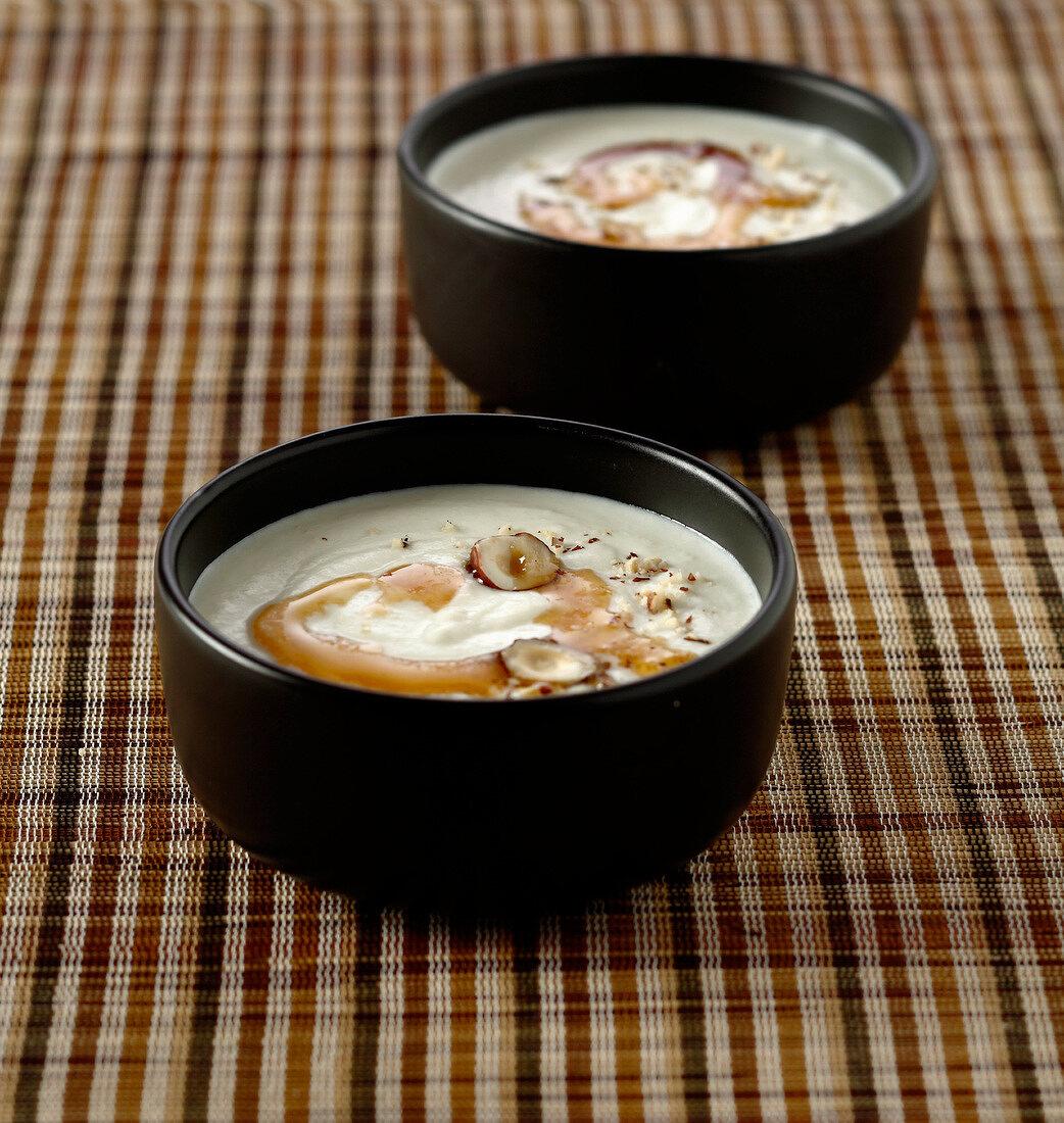 Cream of Jerusalem artichoke soup with hazelnut oil