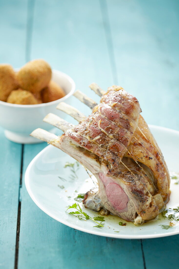 Stringed loin of lamb with herbs
