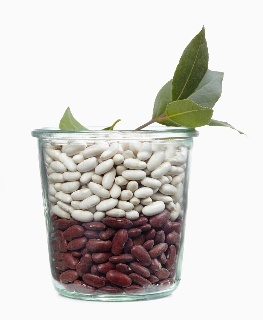 Jar of white and red beans
