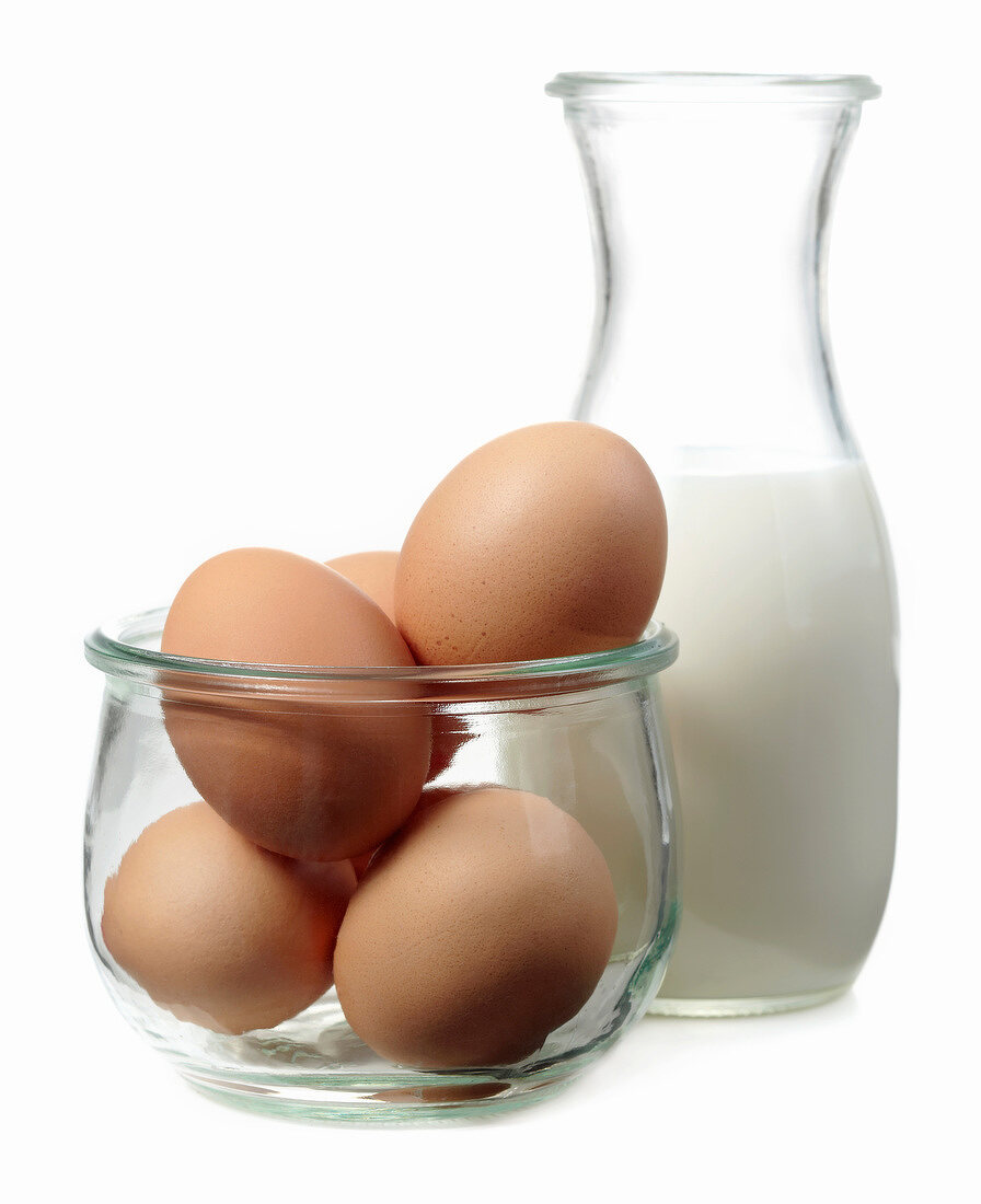 Eggs and a jug of milk