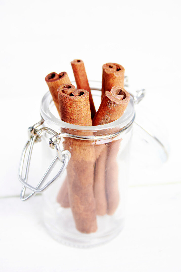 Cinnamon sticks in a jar