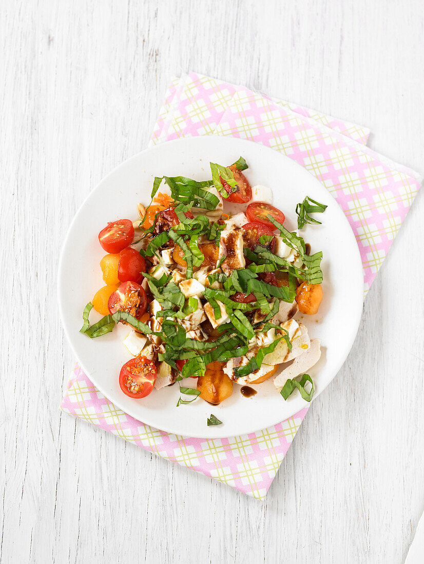 Cherry tomato,mozzarella and melon ball salad