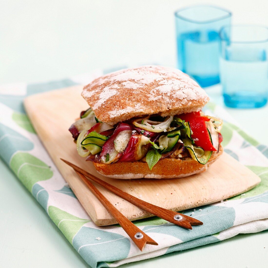 A marinated vegetable sandwich