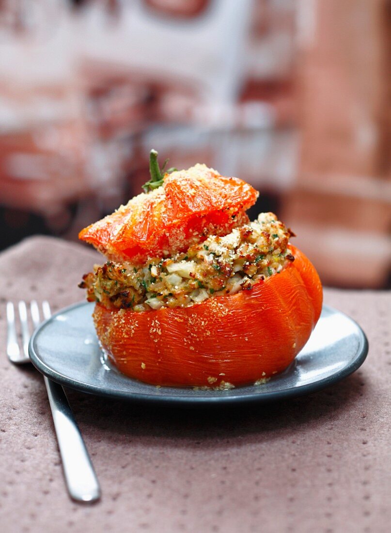 A stuffed tomato