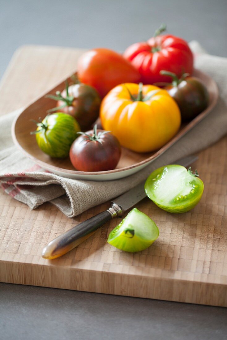 Assortment of multicolored tomatoes