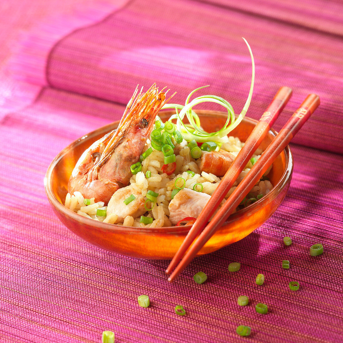 Rice with gambas and fish,Malasia