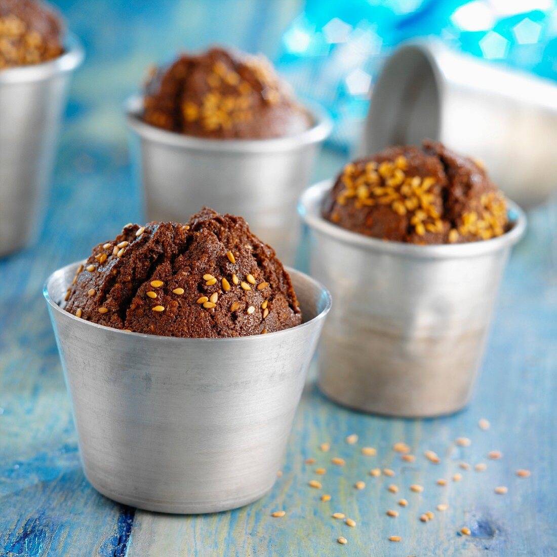 Chocolate and sesame seed muffins