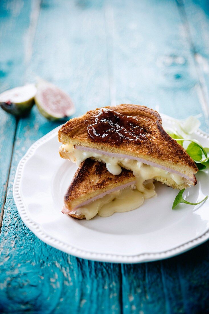 Camembert and turkey toasted sandwich