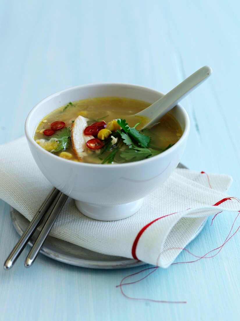 Chicken and sweet corn broth