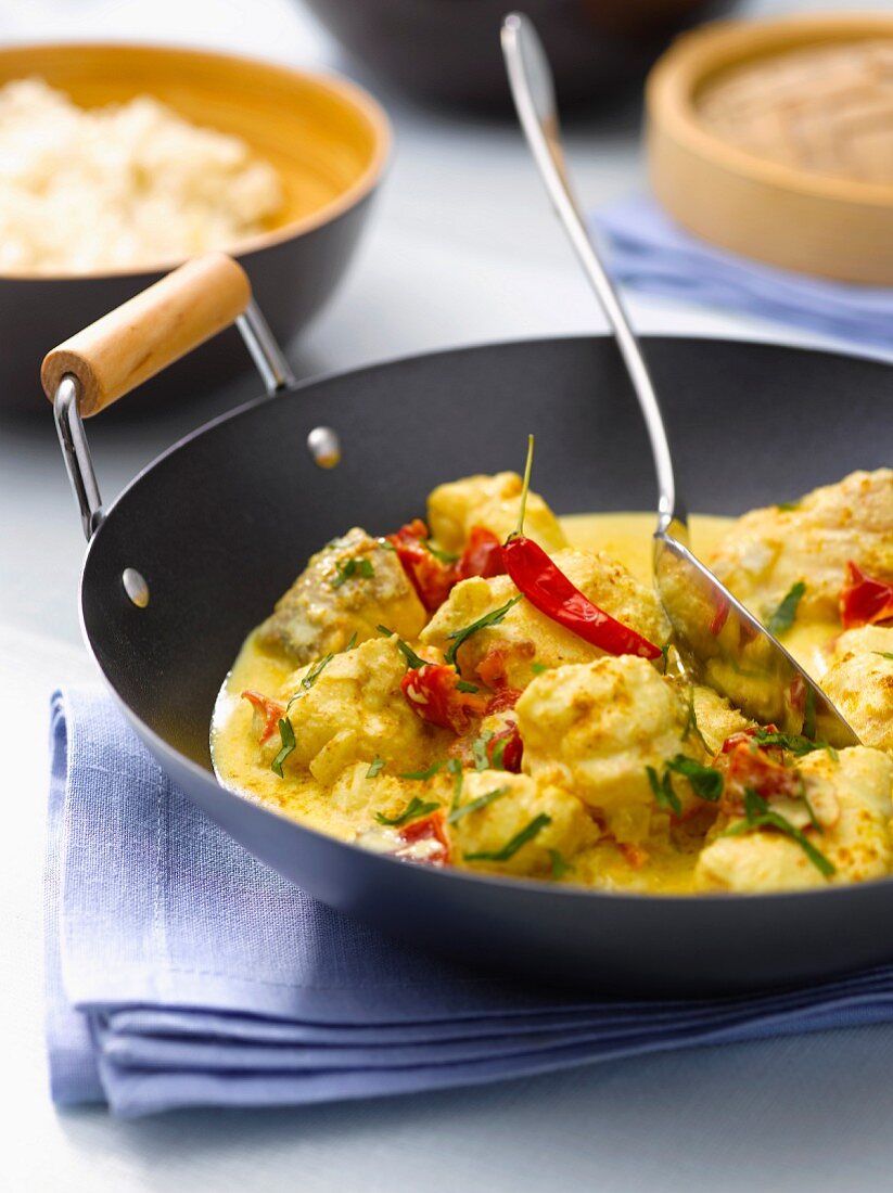 Monkfish and chili pepper curry