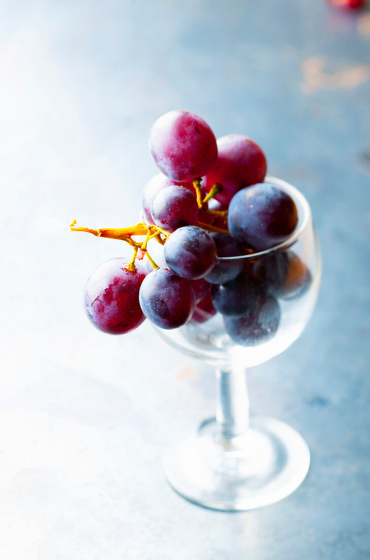 Rote Weintrauben in einem Glas