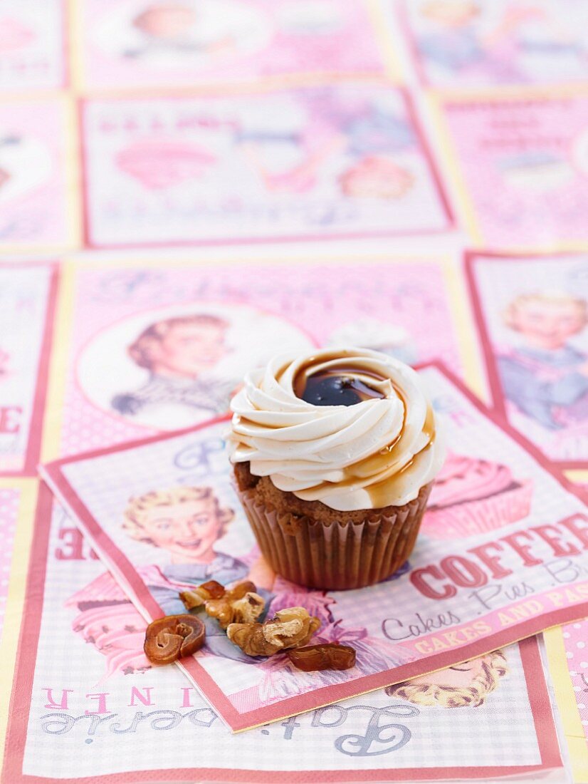 Dried fruit and maple syrup cupcake