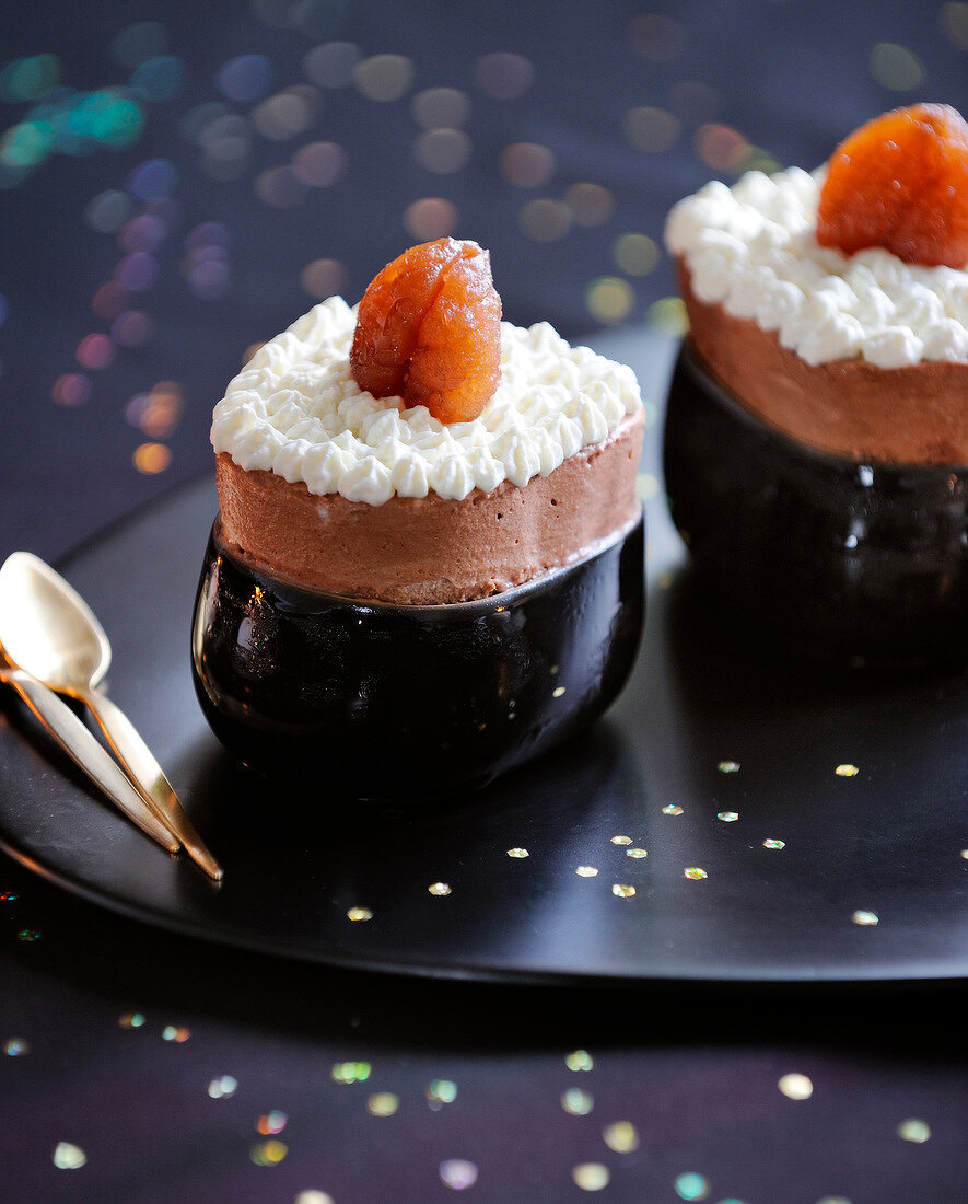 Chocolate and candied chestnut iced soufflé