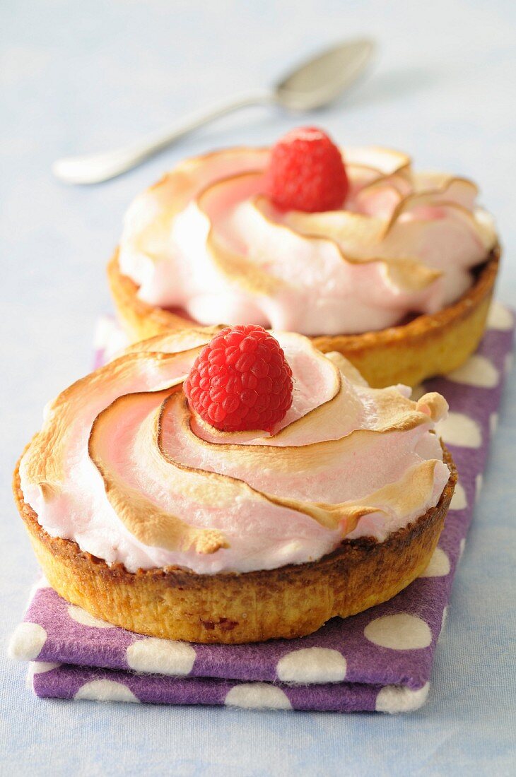 Individual rhubarb meringue pies