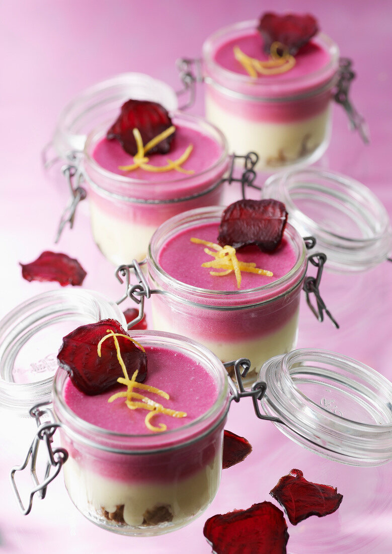 Beetroot and lemon mousse duo