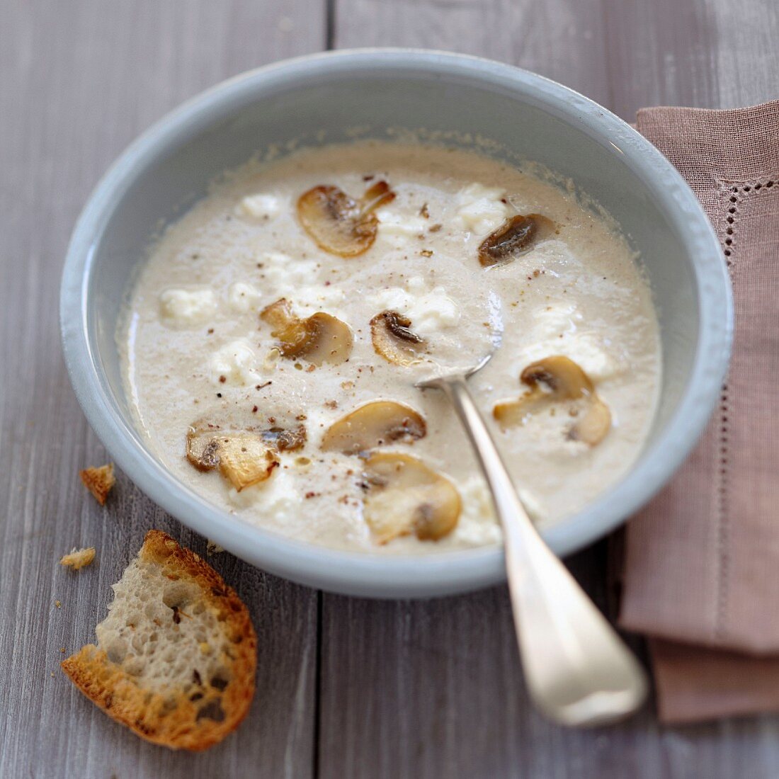 Cream of mushroom soup with Fromage frais