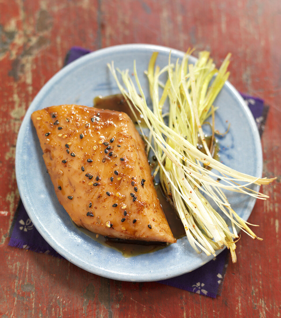 Glazed salmon with shichimi