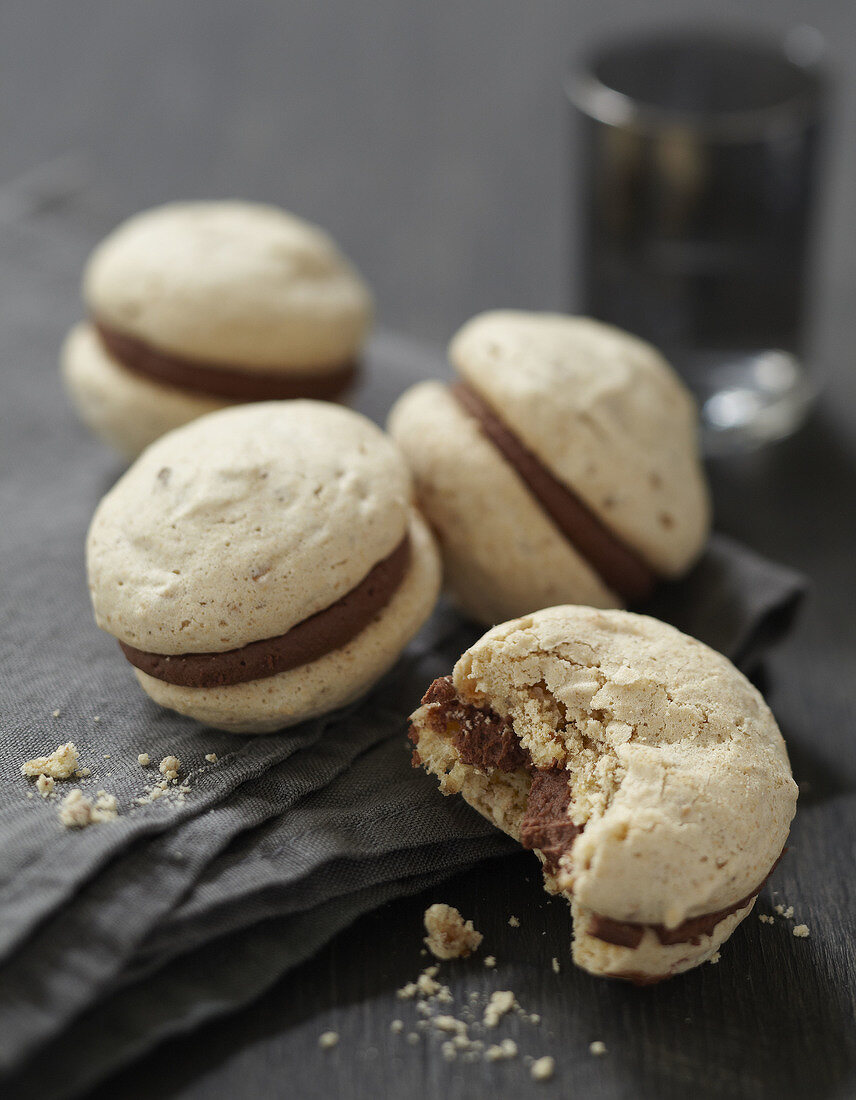 Chocolate and pecan Speculos gingerbread biscuit macaroons