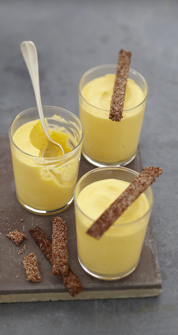 Mango mousse and caramel- Speculos gingerbread biscuit bars