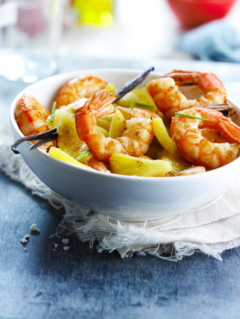 Gambas with pineapple and vanilla