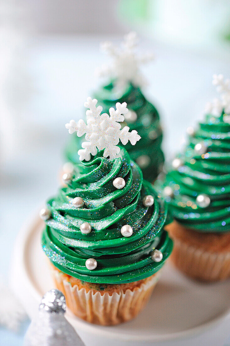Weihnachtsbaum-Cupcakes
