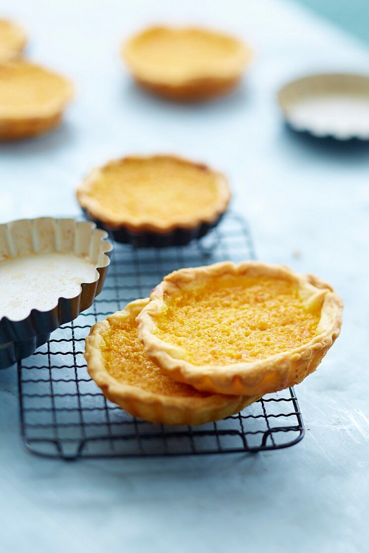 Tartlet pastry bases filled with almond paste