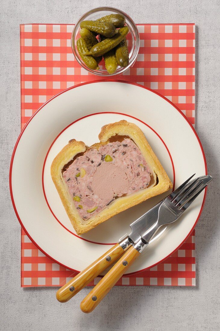 Slice of foie gras crust paté