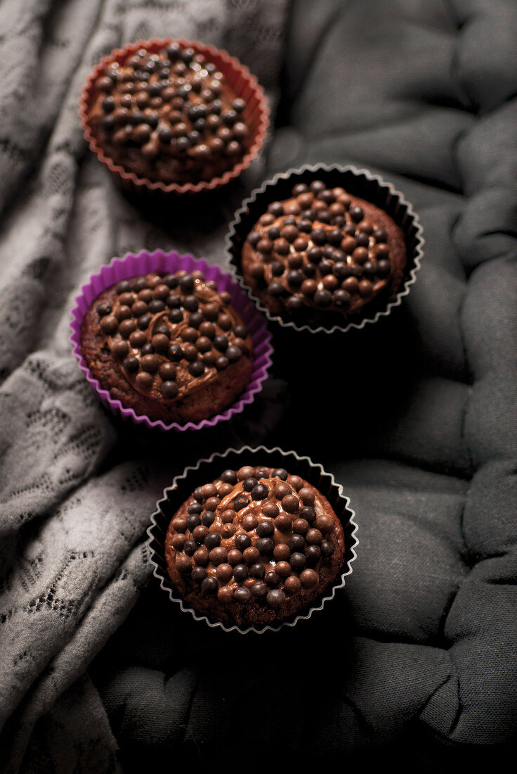 Cupcakes topped with chocolate drops