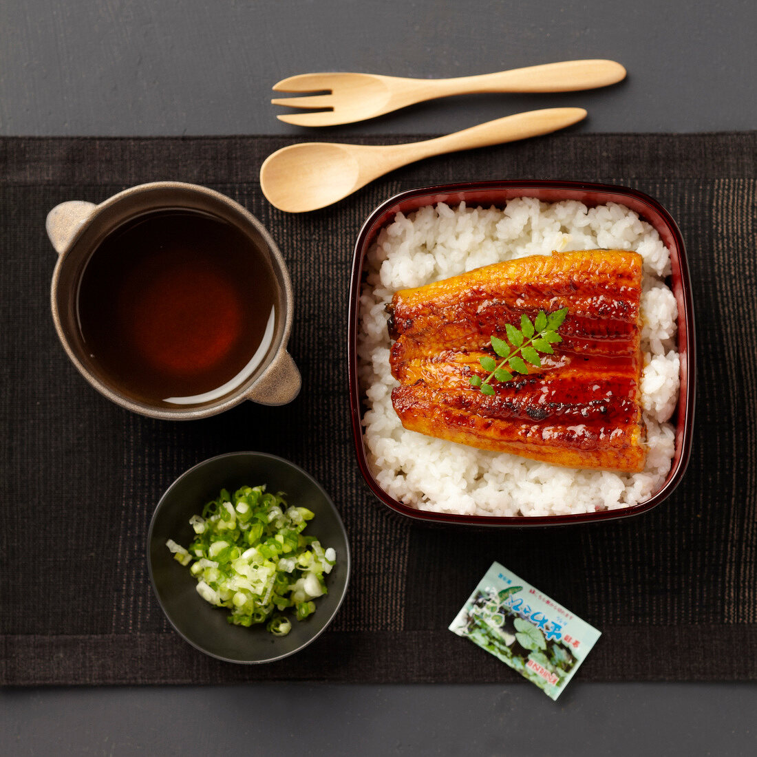 Steamed and glazed eel and sticky rice bento