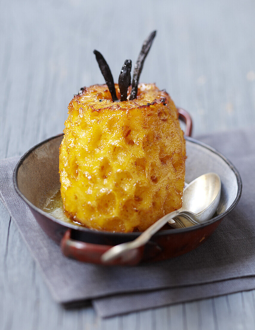 Pineapple roasted with vanilla and rum