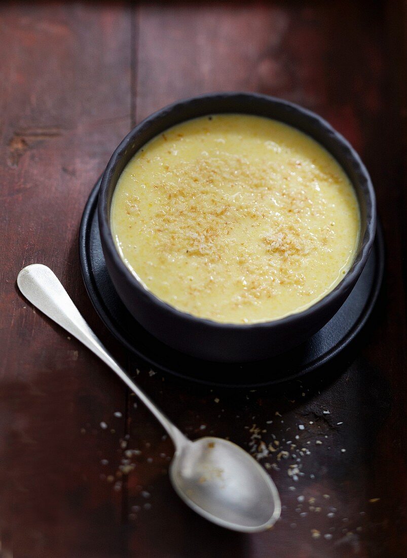 Cream of sweet corn and coconut milk soup
