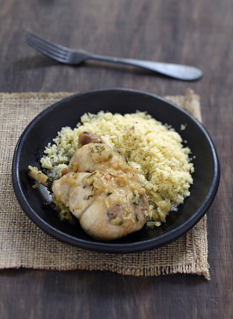 Chicken confit with ginger,semolina