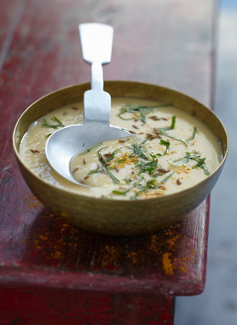 Cream of orange lentil soup