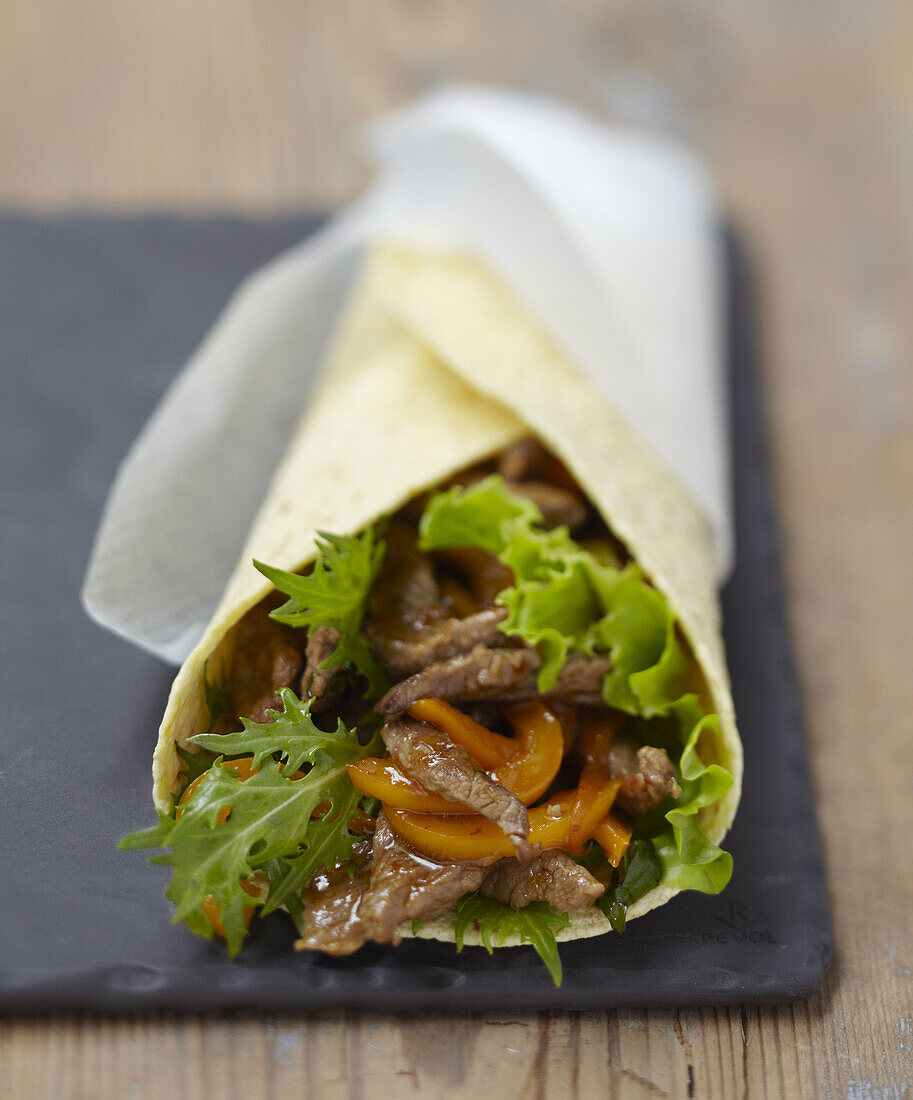 Beef and pepper wrap