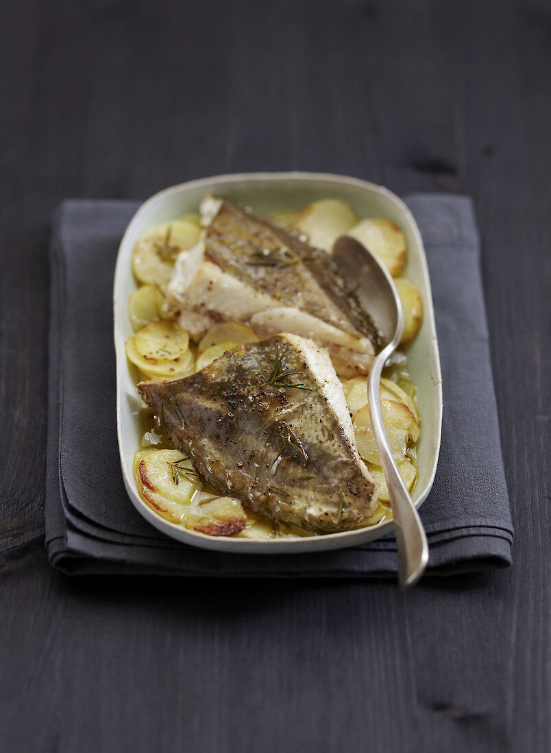 John Dory roasted with rosemry and sauteed potatoes