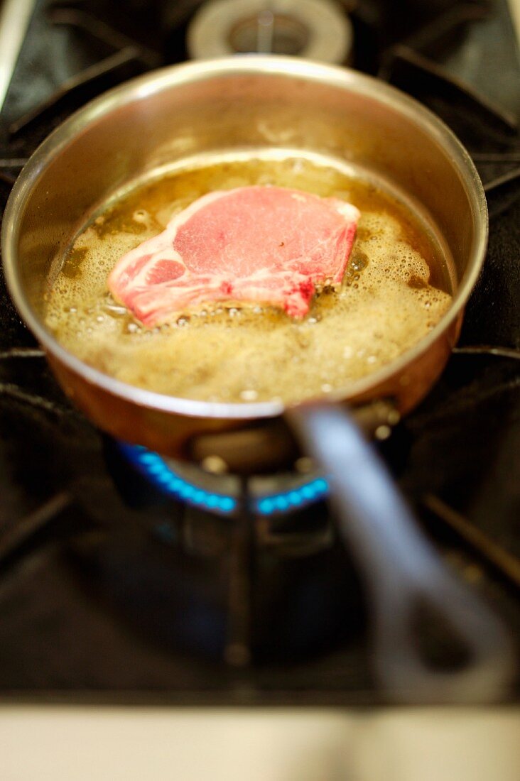 Cooking a pork chop