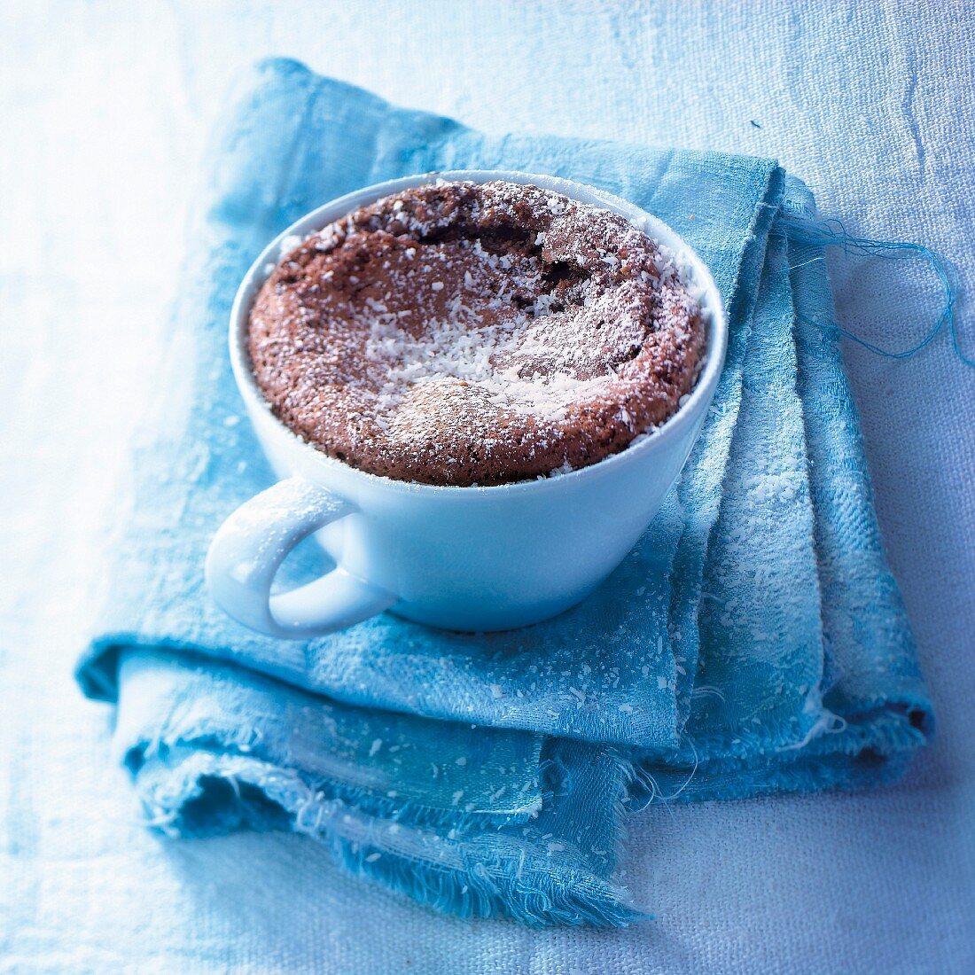 Chocolate and coconut runny mug cake