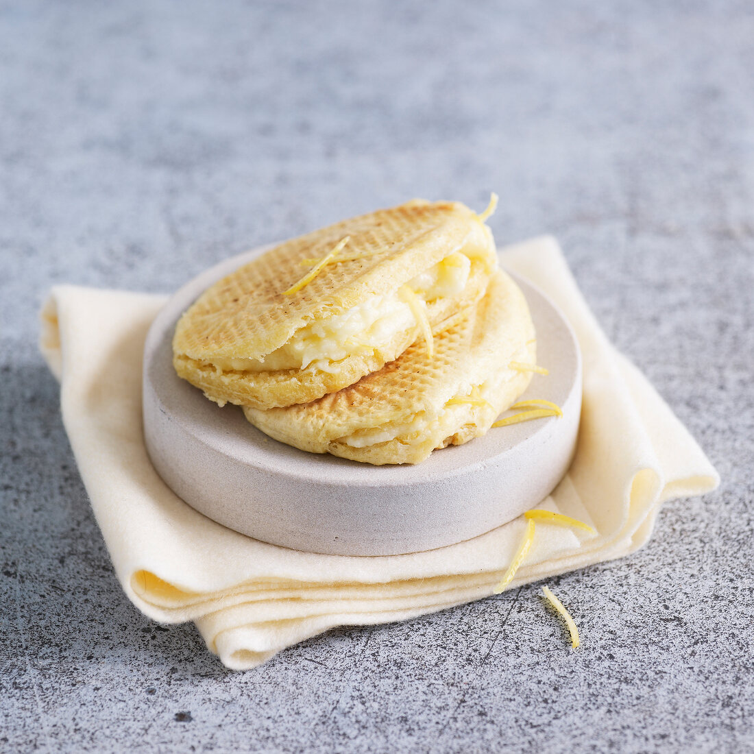 Waffles with lemon curd filling