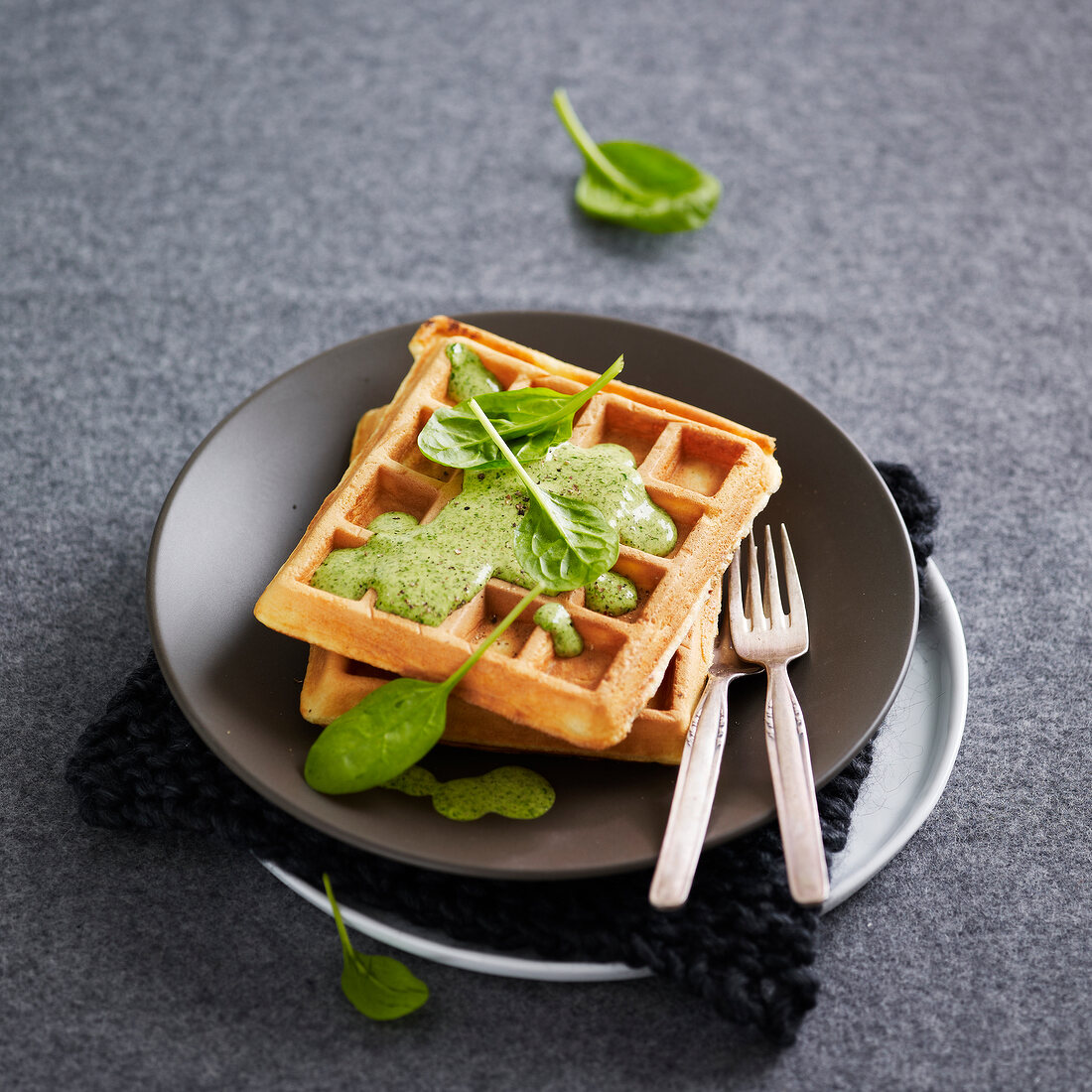 Waffeln mit Spinatcurry