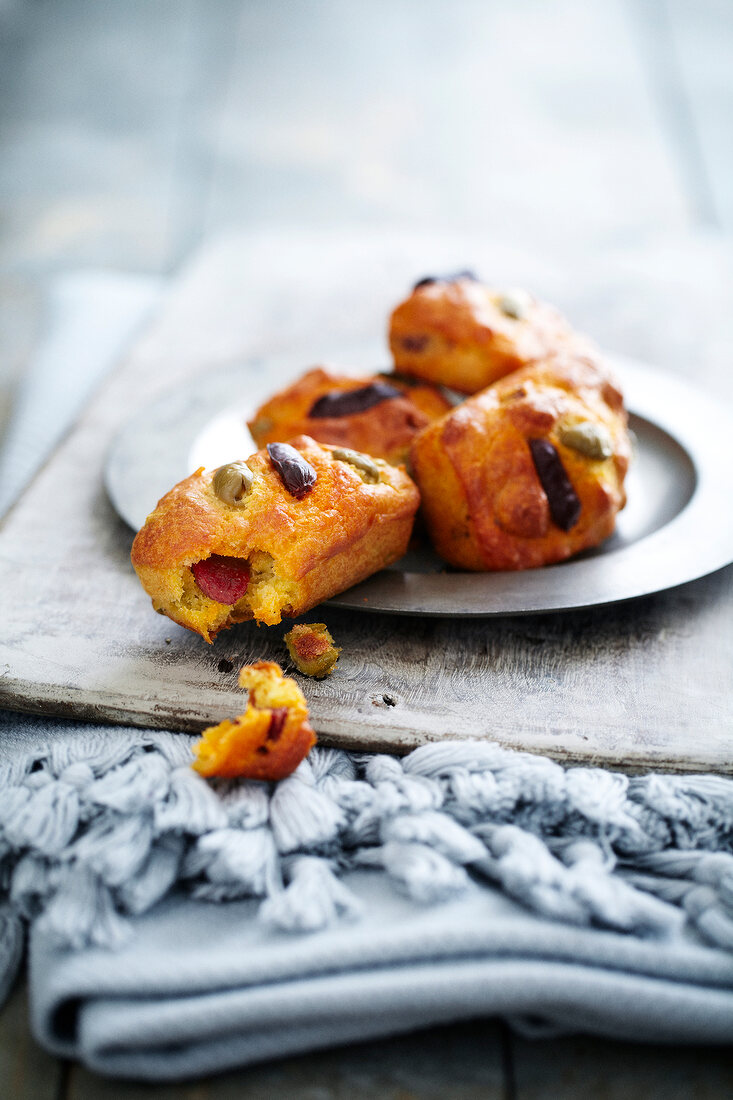 Chorizo and olive mini savoury cakes