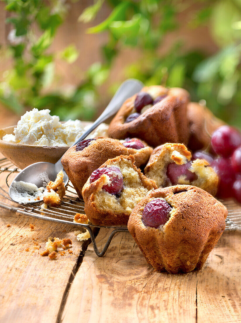 Brousse and grape muffins