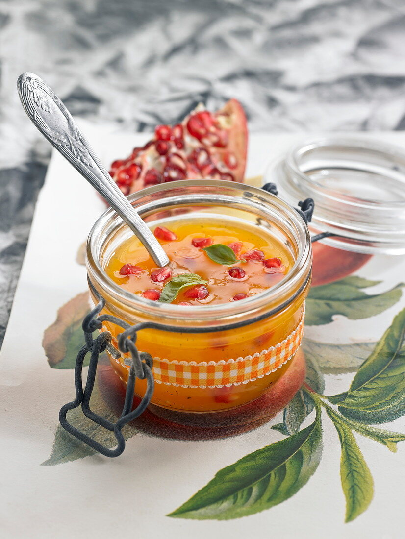Mandarin orange and pomegranate soup