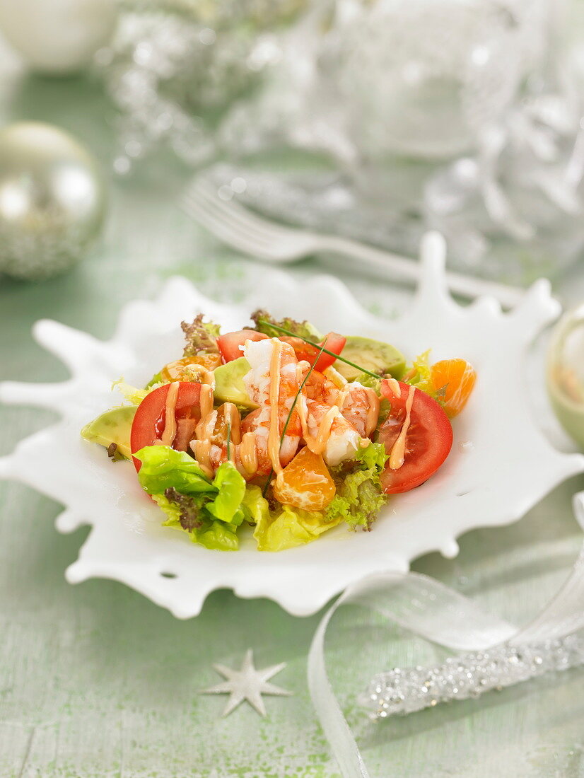 Garnelen-Avocado-Salat mit Orange und Cocktailsauce