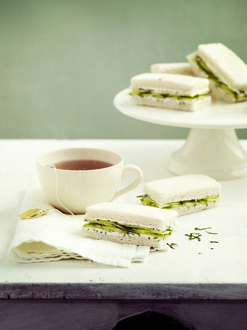 Cucumber and cream cheese sandwiches