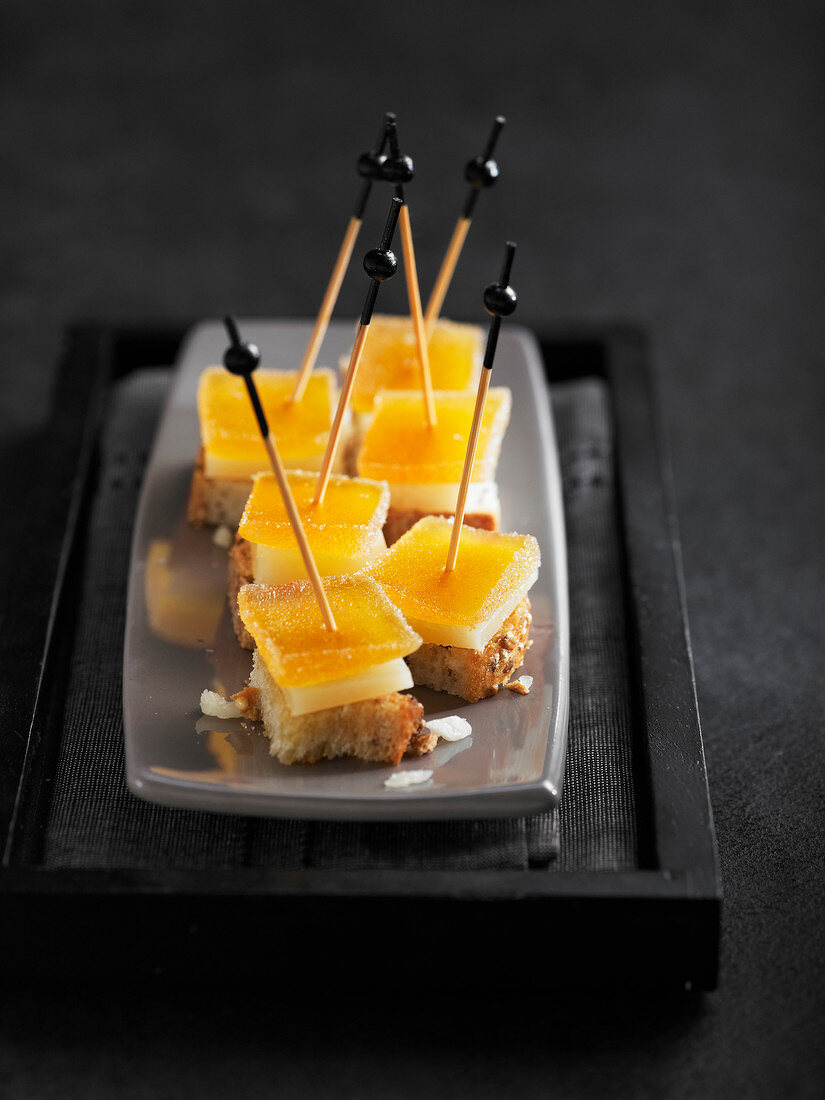 Manchego and quince paste granary bread appetizers