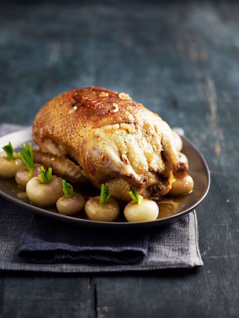 Roasted duck with confit turnips