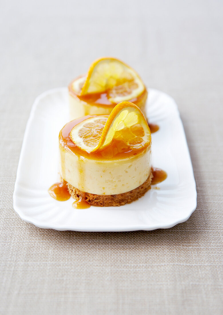 Individual orange cheesecakes